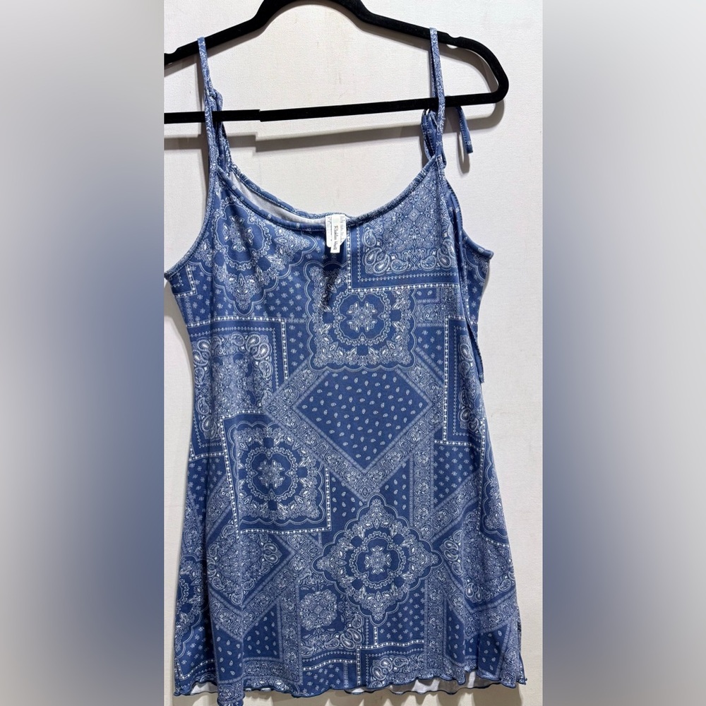 Blue Sleeveless Fitted Chemise